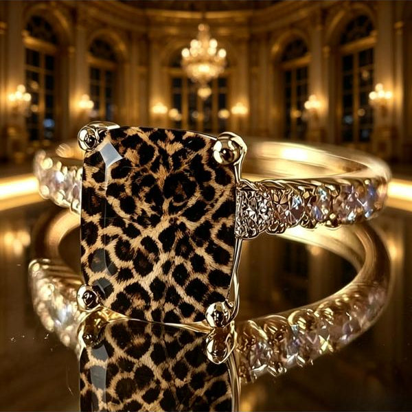 Retro Leopard Square Ring