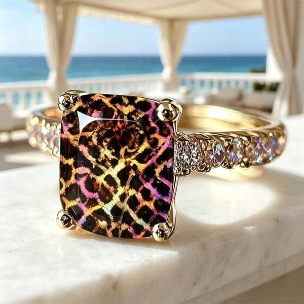 Iridescent Leopard Square Ring