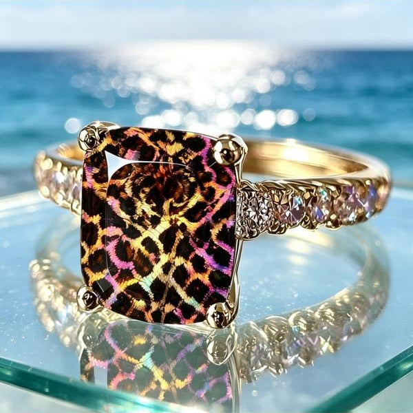 Iridescent Leopard Square Ring