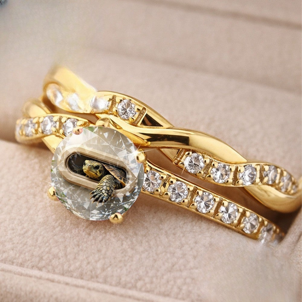 Crystal Turtle Window Ring
