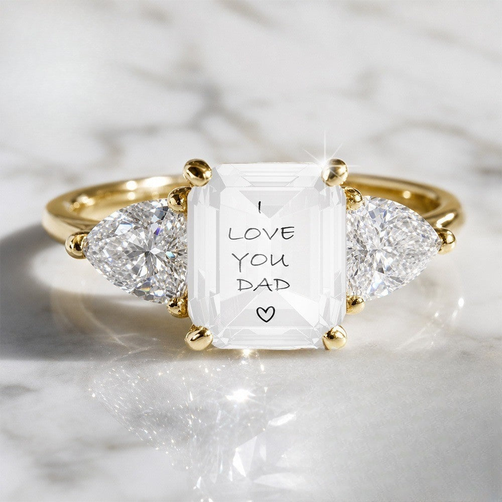 Handwritten Dad Love Three-Stone Ring