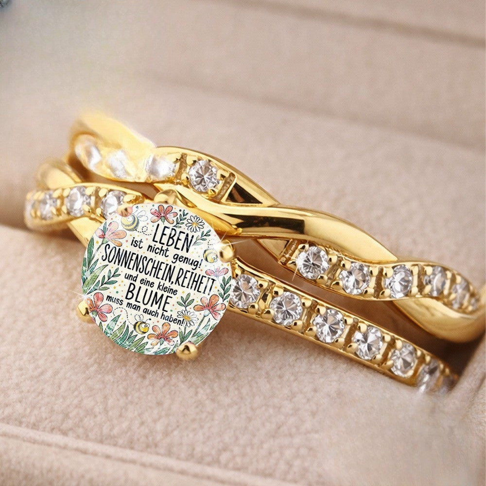 Twisted Floral & Bee Quote Ring