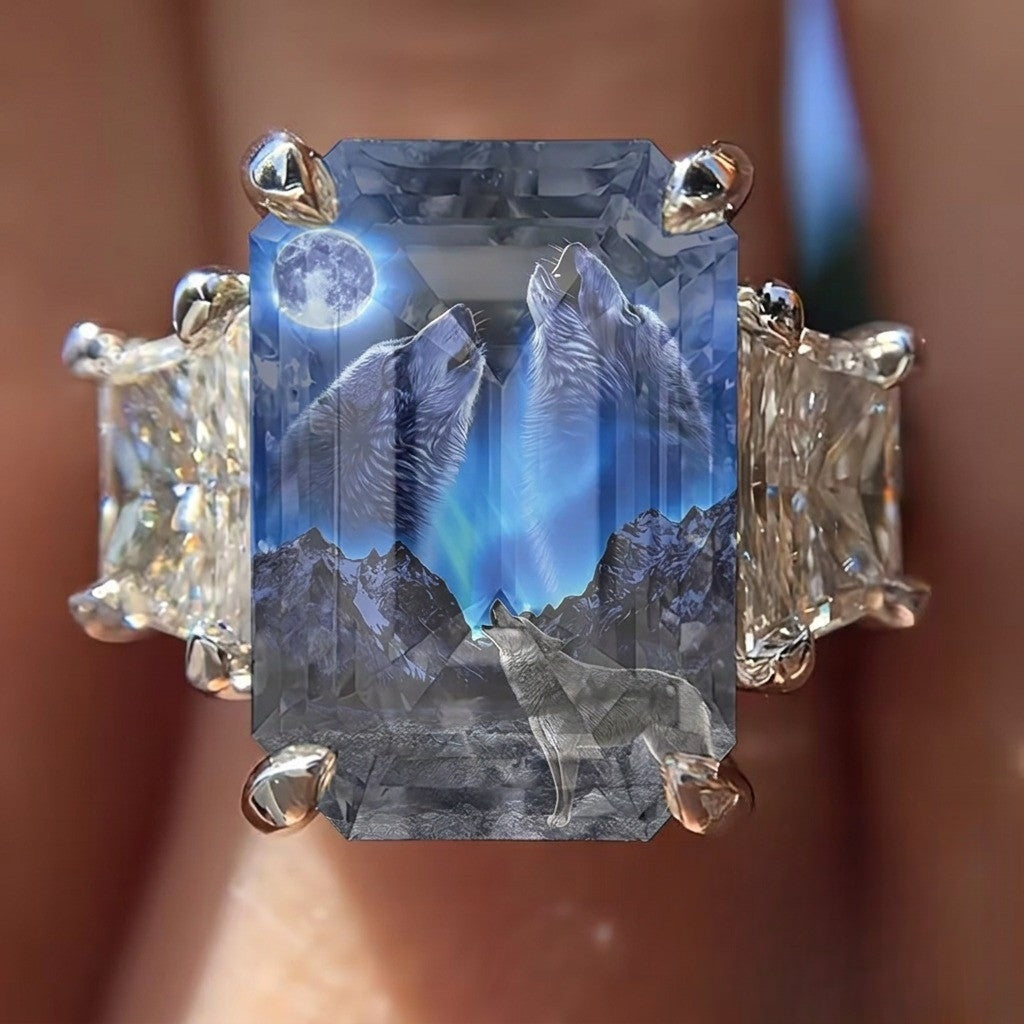 Wolf Moonlight Square Ring