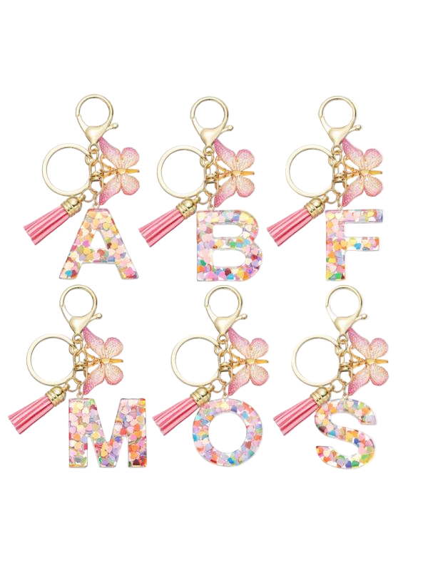 Letter and Butterfly Keychain