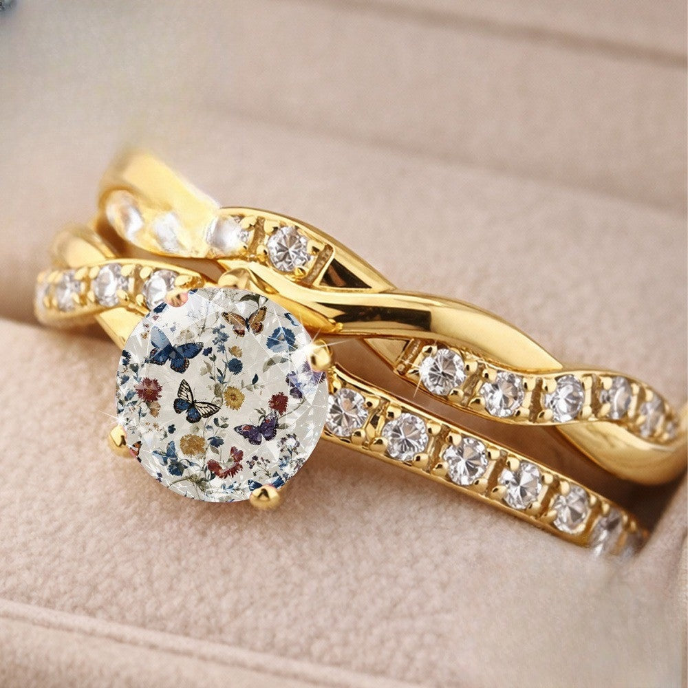 Floral Butterfly Twisted Ring