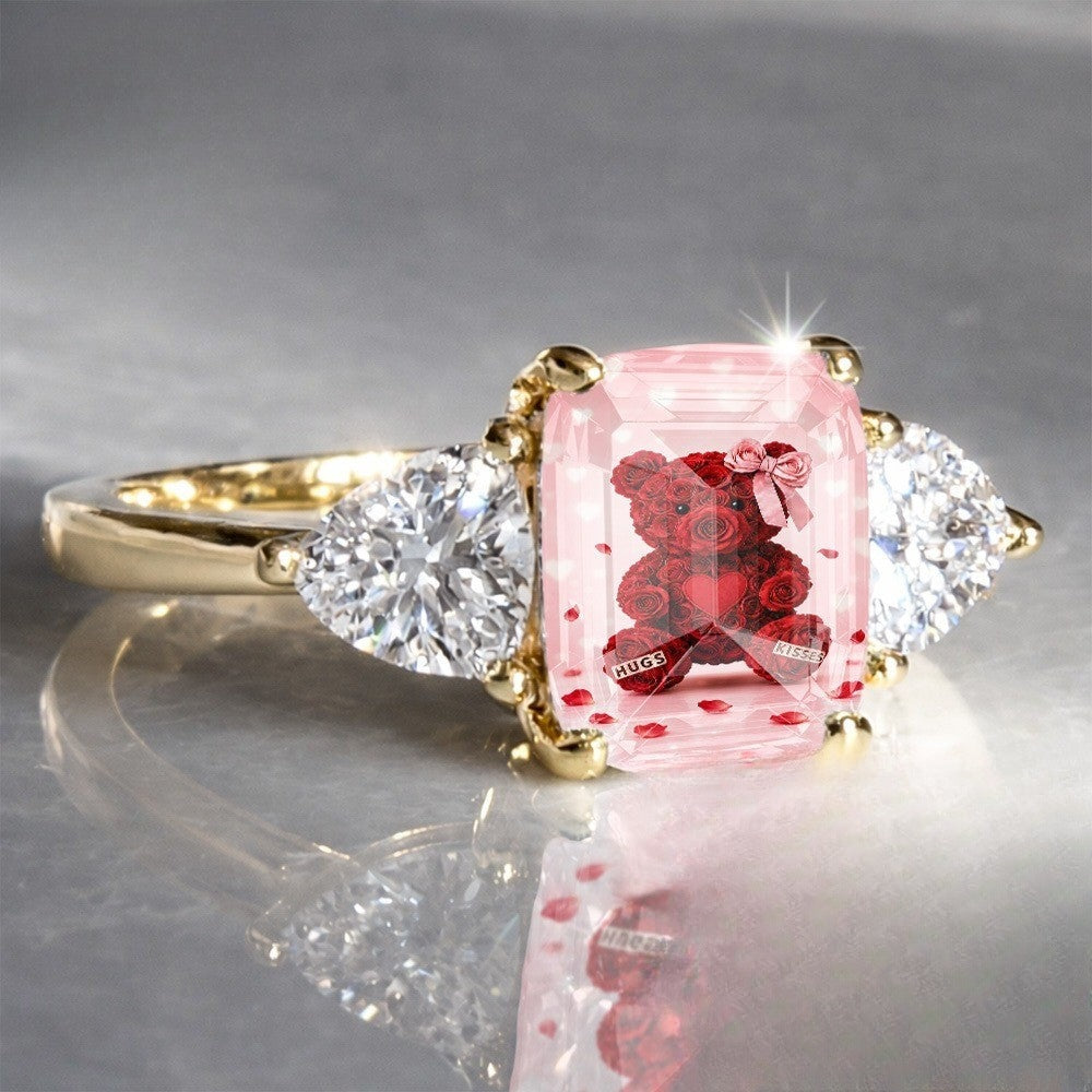 Pink Crystal Bear Ring