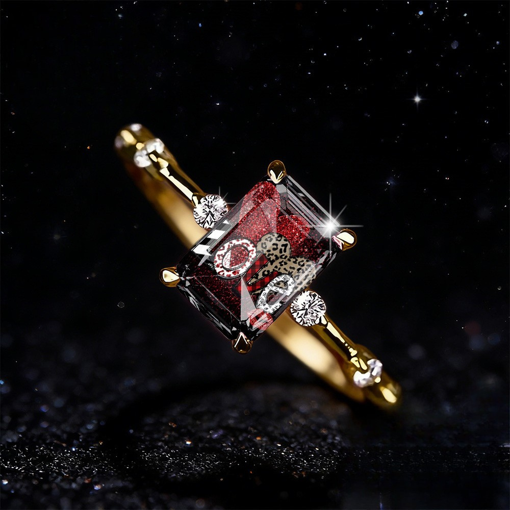 Love Text Sparkle Ring