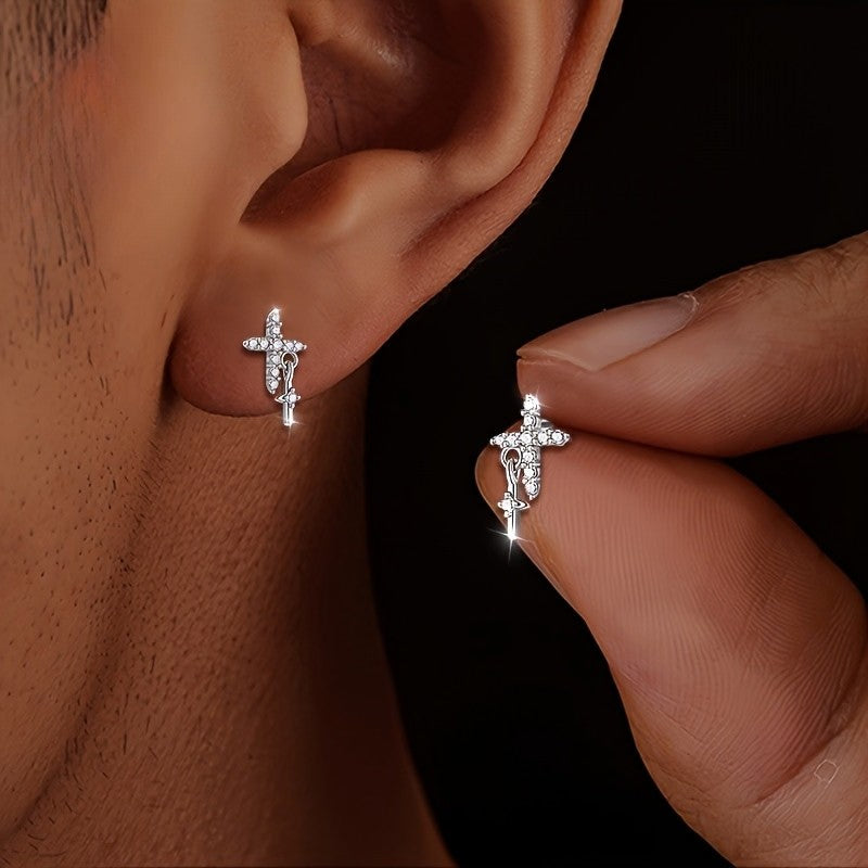 Crystal Cross Dangle Earrings