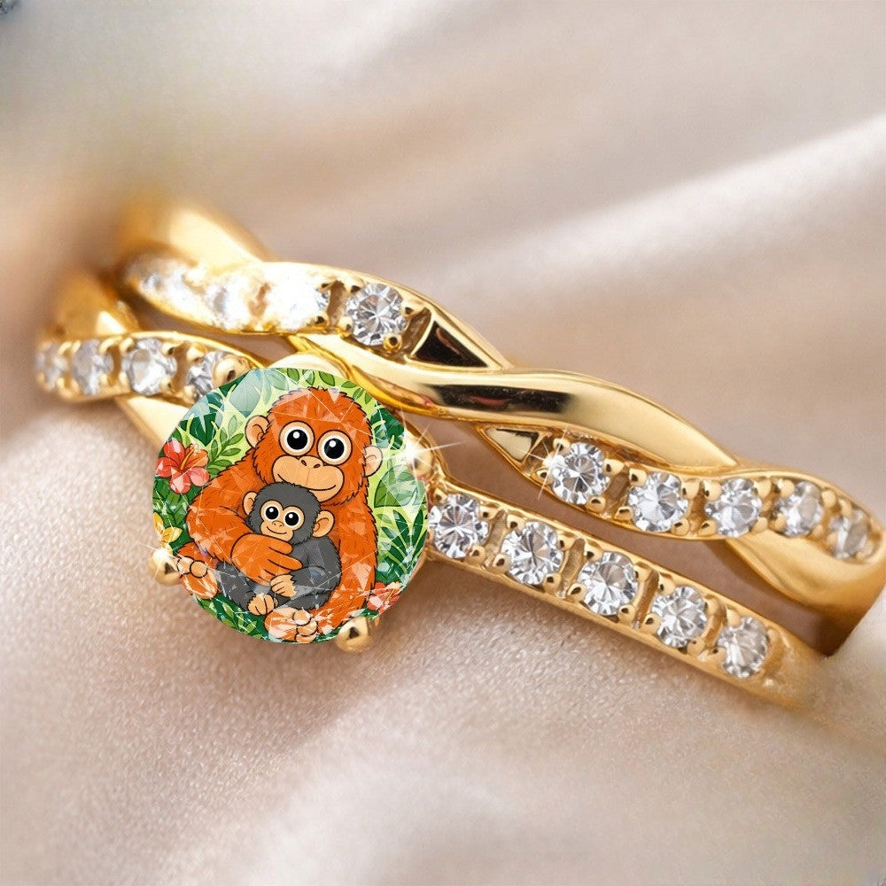 Monkey Mother & Baby Statement Ring