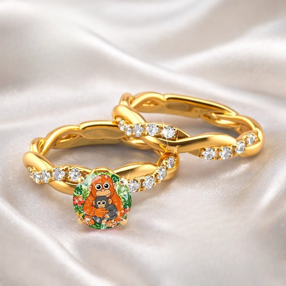 Monkey Mother & Baby Statement Ring