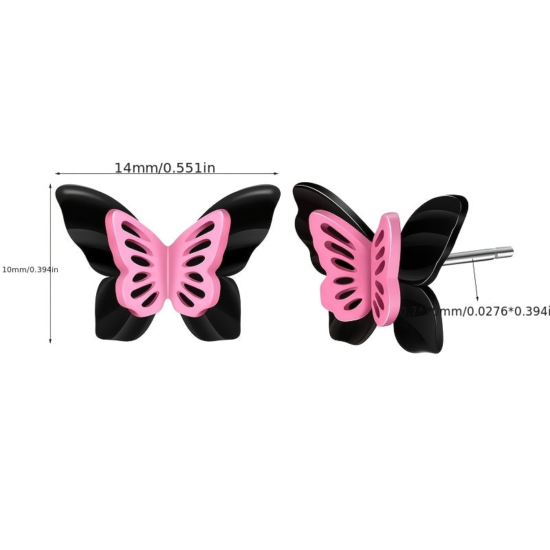 Pink Butterfly Stud Earrings
