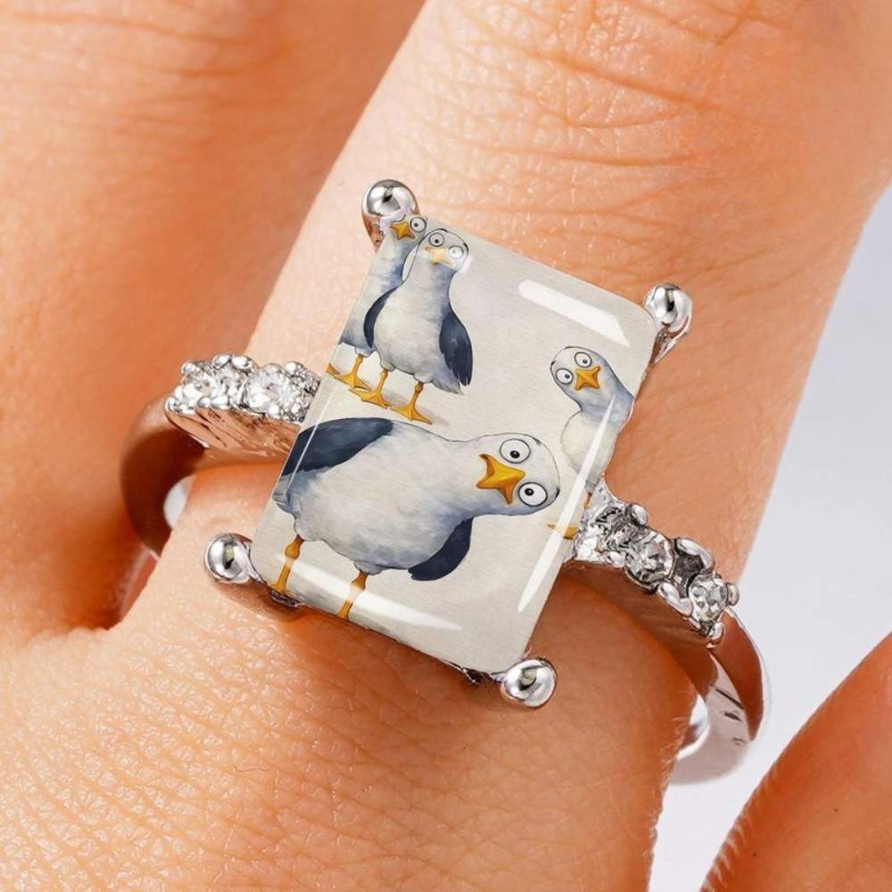Funny Seagull Square Ring