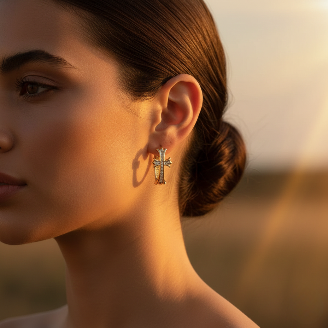 Cross Hoop Earrings