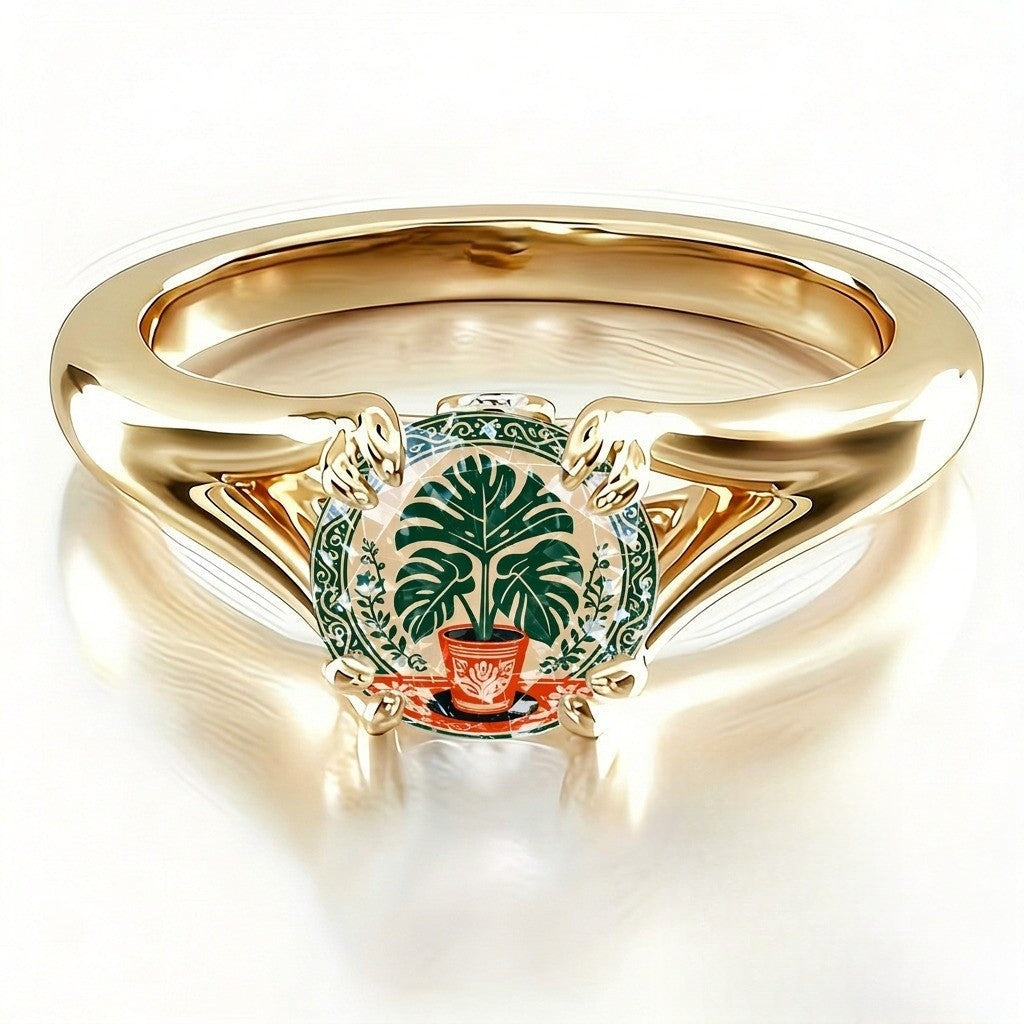 Green Leaf Potted Plant Ring