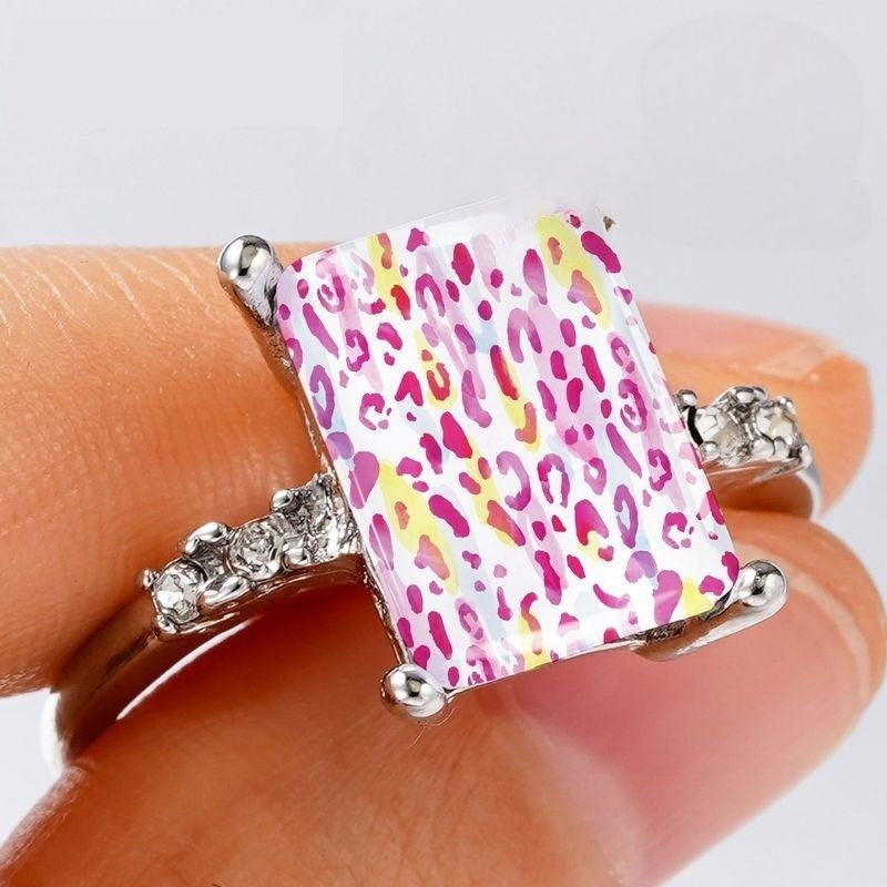 Pink & Yellow Leopard Print Ring