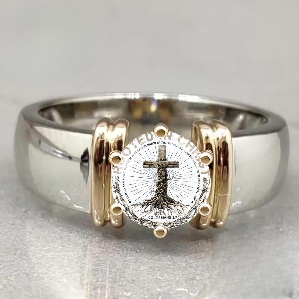 Cross Tree Root Grooved Ring