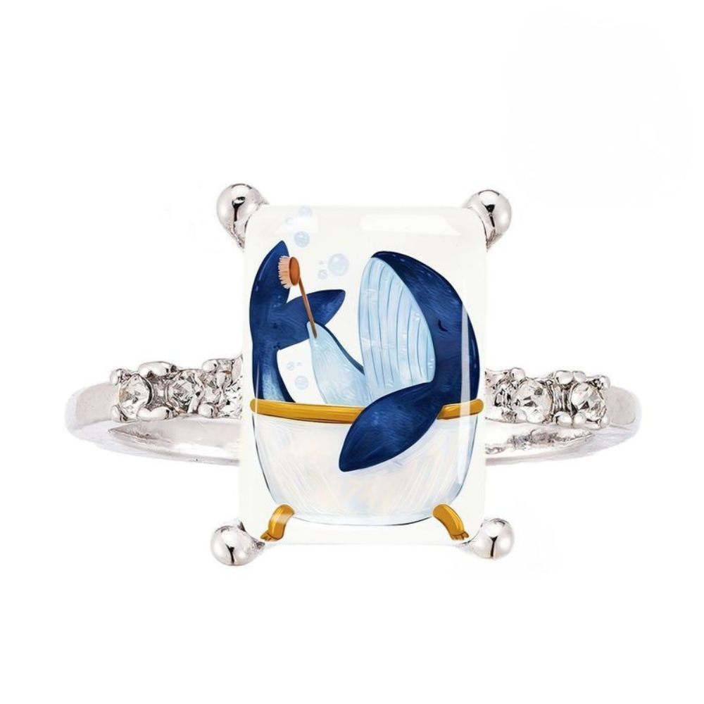 Bathtub Whale Square Ring