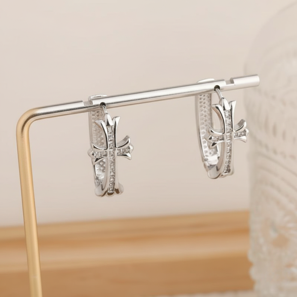 Cross Hoop Earrings