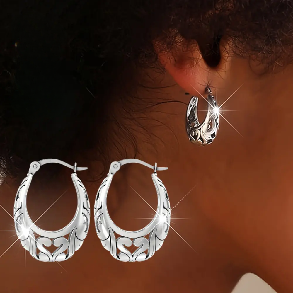 Silver Dangle Hoop Earrings