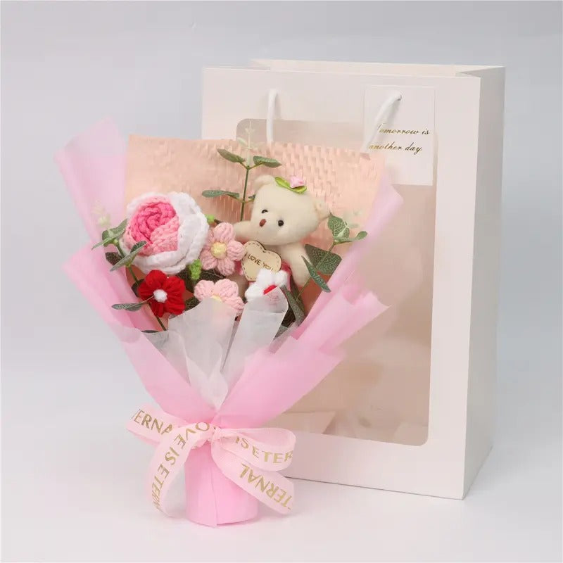 Crochet Bear Rose Bouquet
