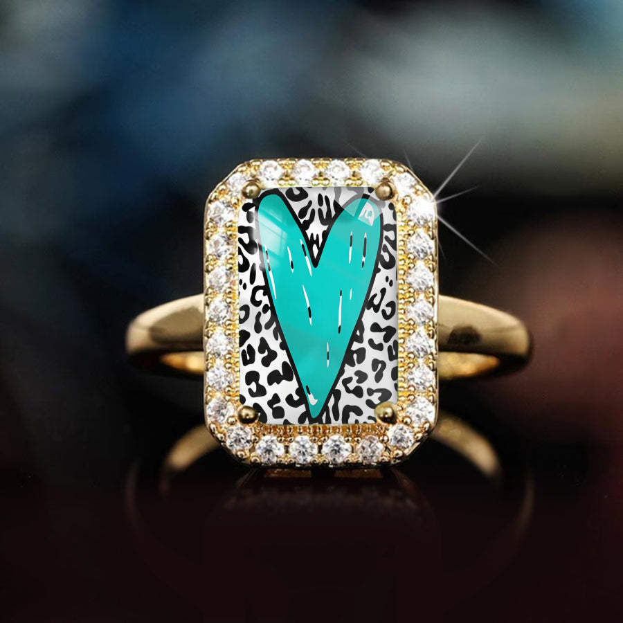 Leopard Print Heart Rectangle Ring