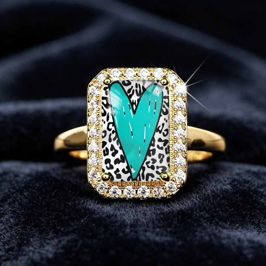 Leopard Print Heart Rectangle Ring