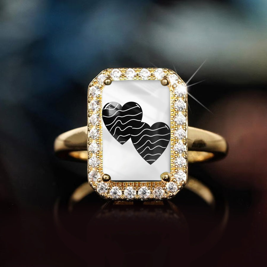 Wave Heart Rectangle Ring