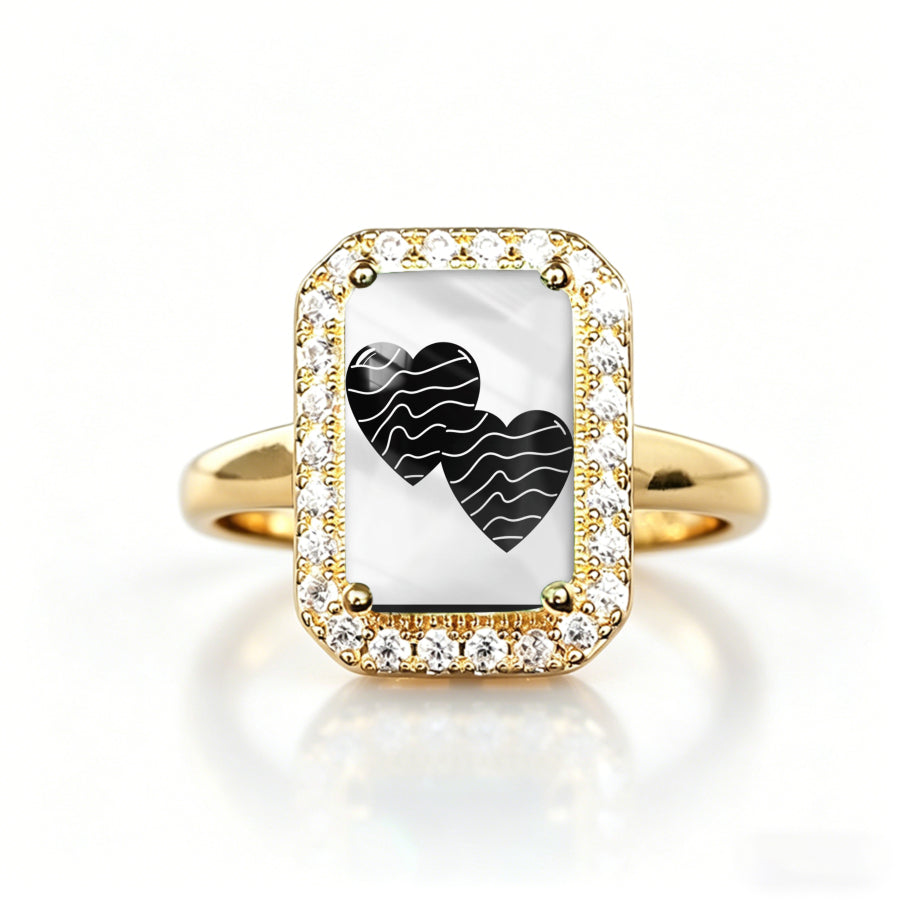 Wave Heart Rectangle Ring