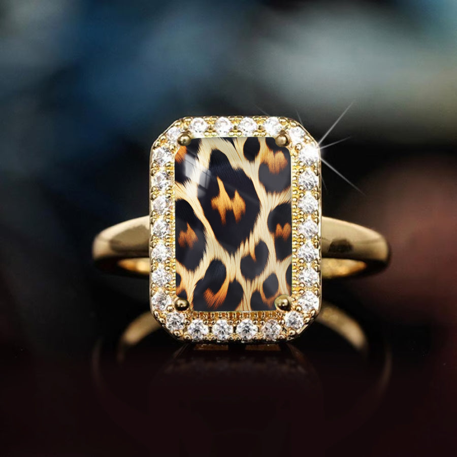 Leopard Print Rectangle Ring