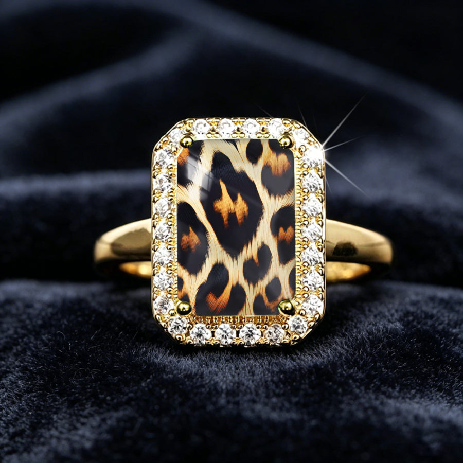 Leopard Print Rectangle Ring