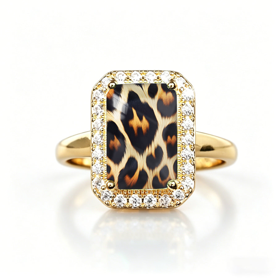 Leopard Print Rectangle Ring