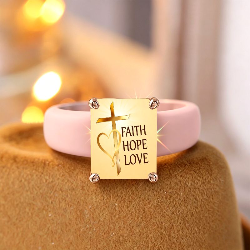 Cross Heart Silicone Ring