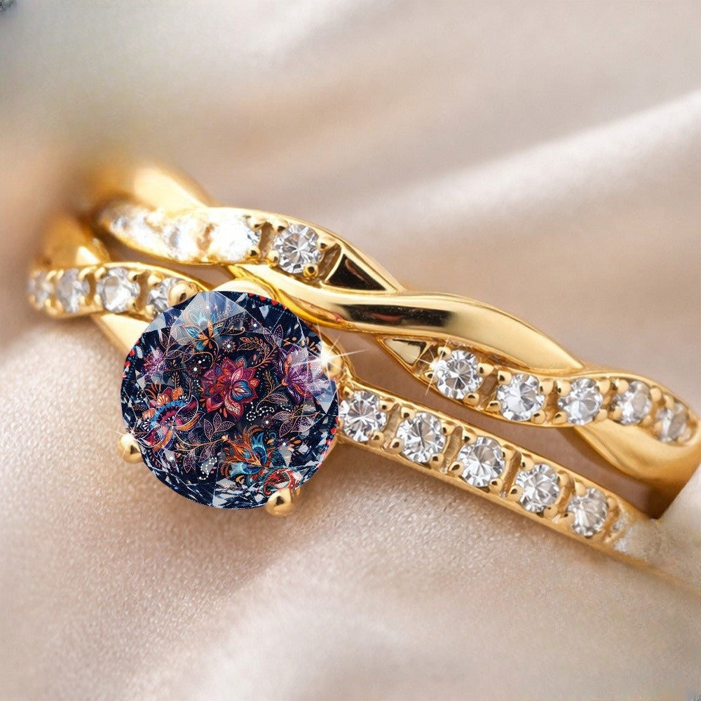 Floral Mosaic Twisted Ring