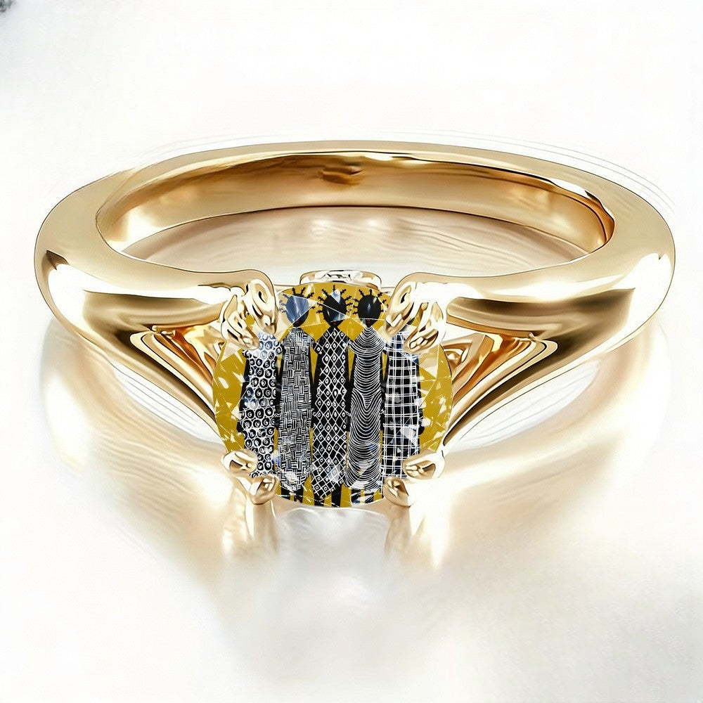 Geometric Pattern Statement Ring