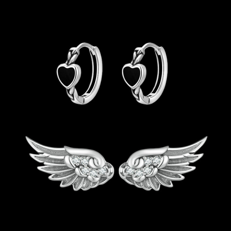 Heart Wing Earrings Set