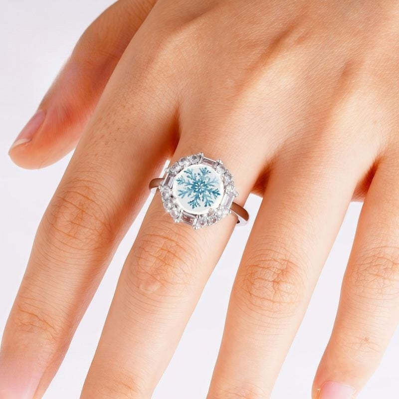 Blue Snowflake Crystal Ring