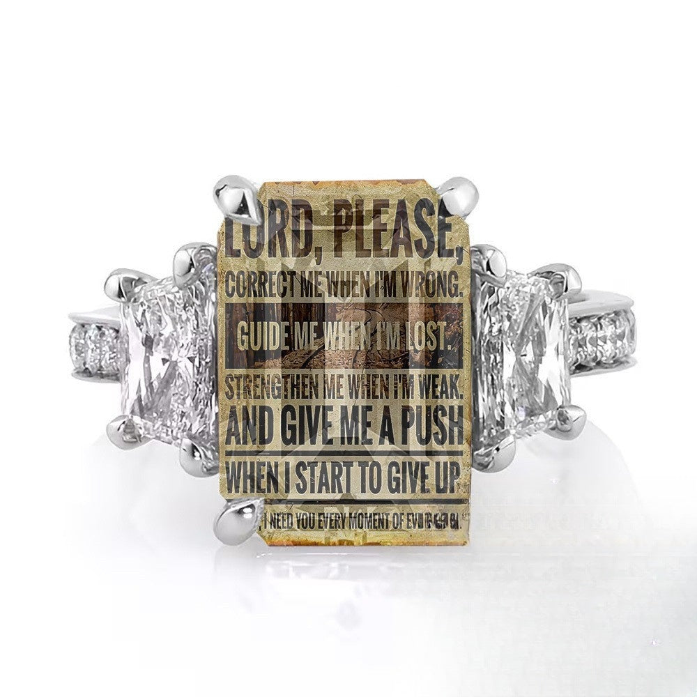 Prayer Message Square Ring