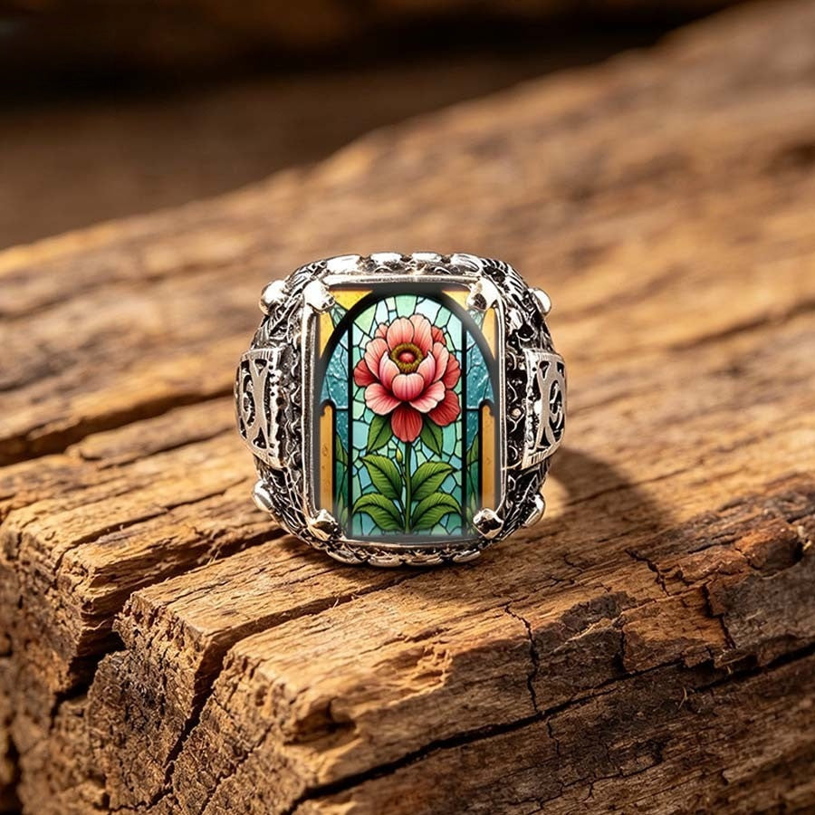 Stained Glass Flower Ring