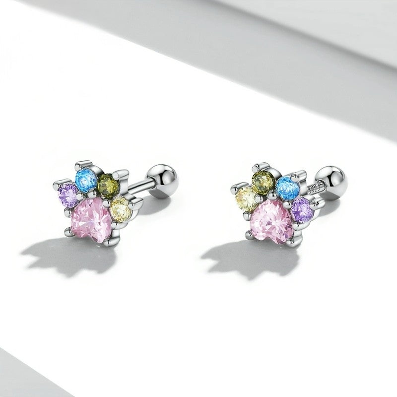 Colorful Paw Stud Earrings