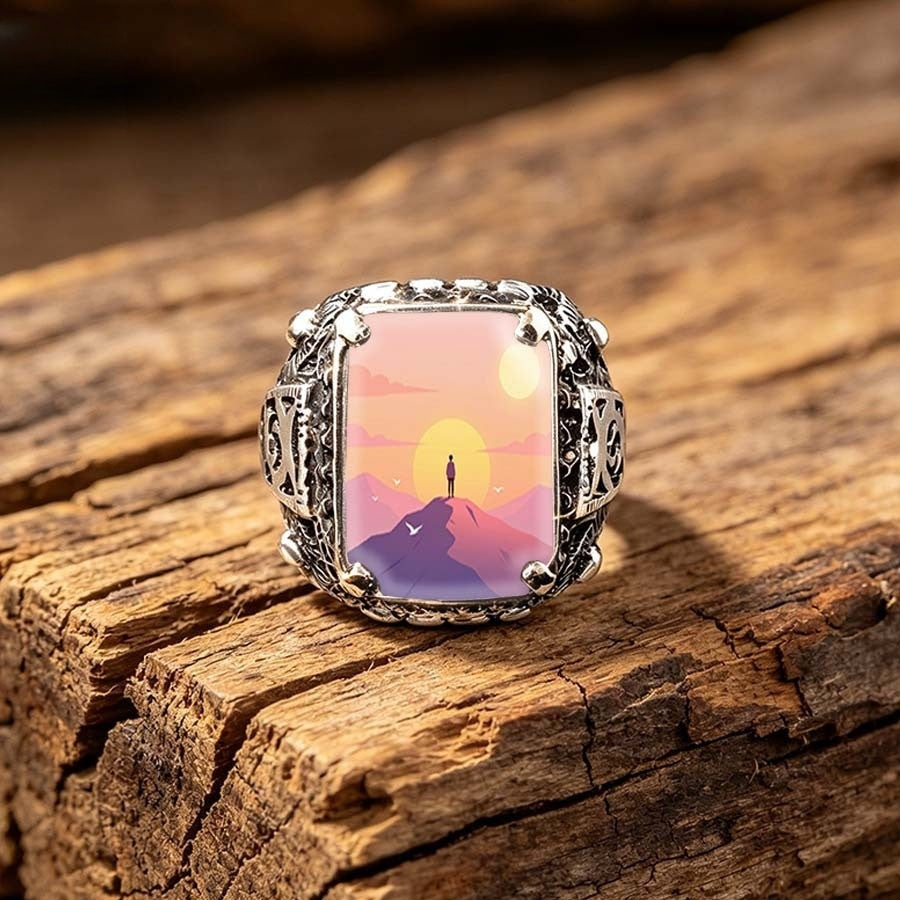 Mountain Sunset Landscape Ring