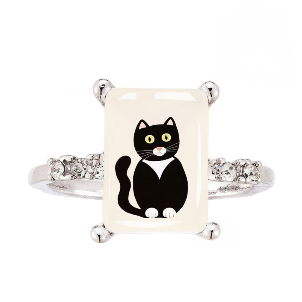 Idle Black Cat Square Ring