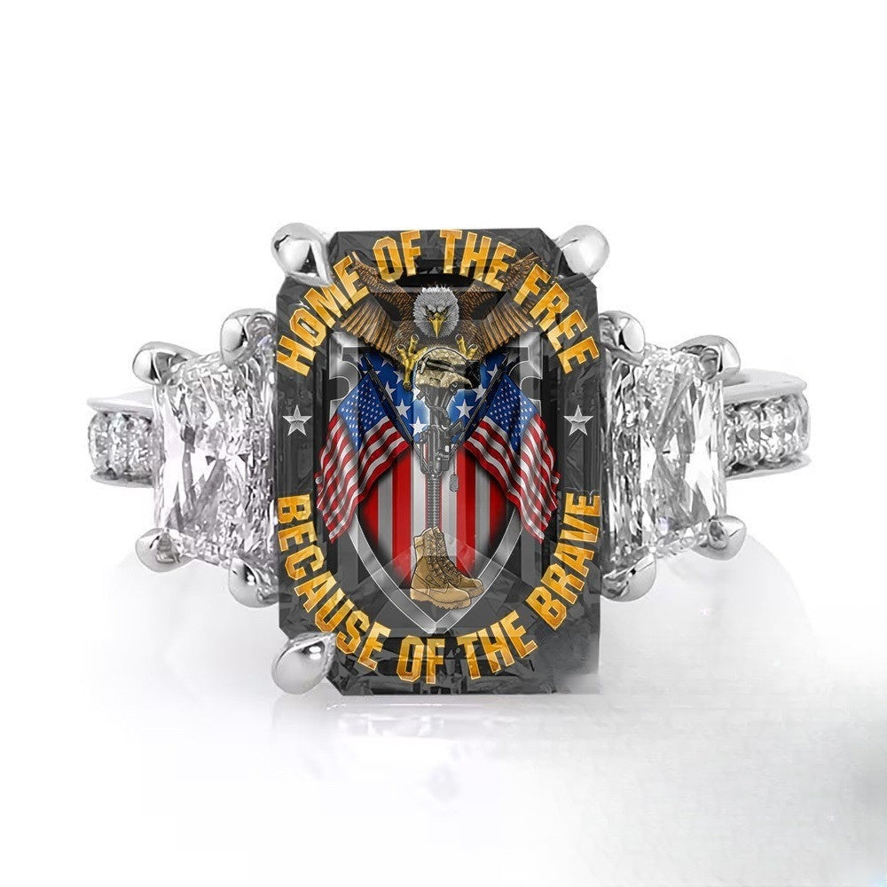 Patriotic Shield Statement Ring