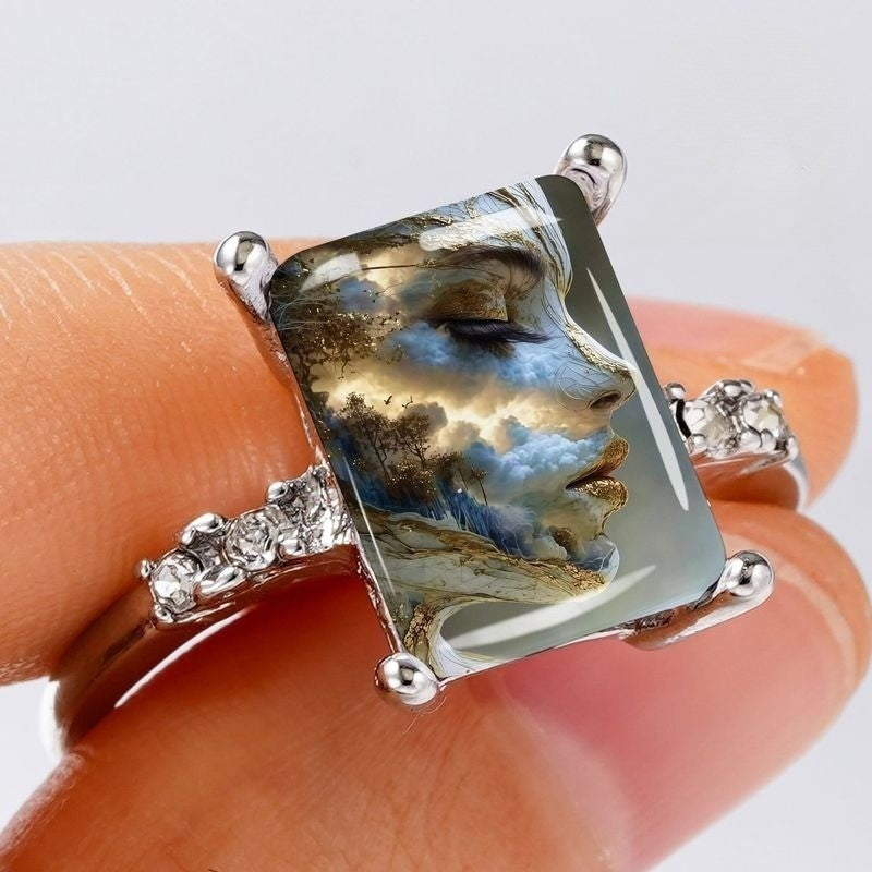 Surreal Landscape Face Ring