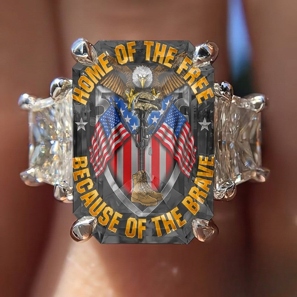 Patriotic Shield Statement Ring