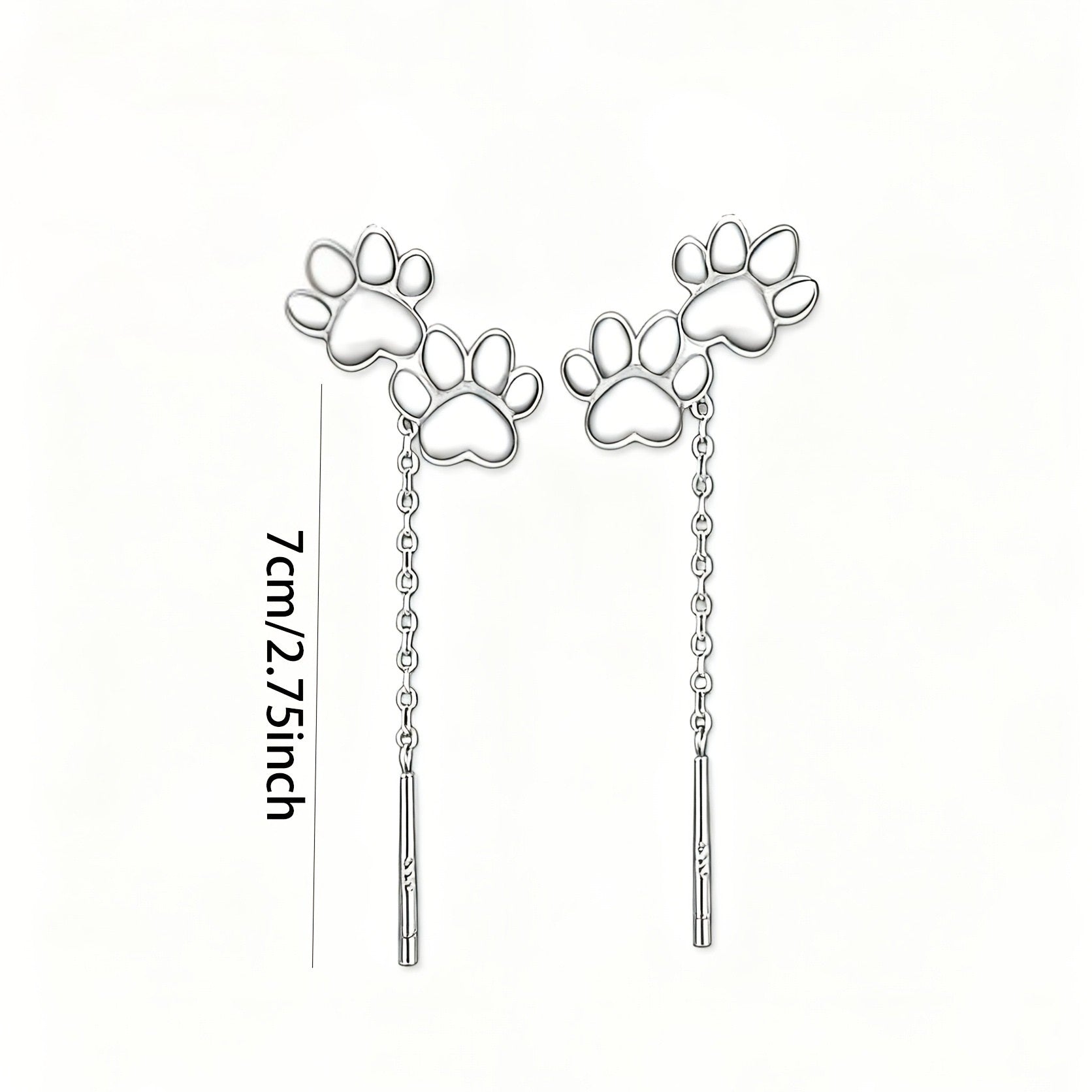 Paw Print Threader Earrings