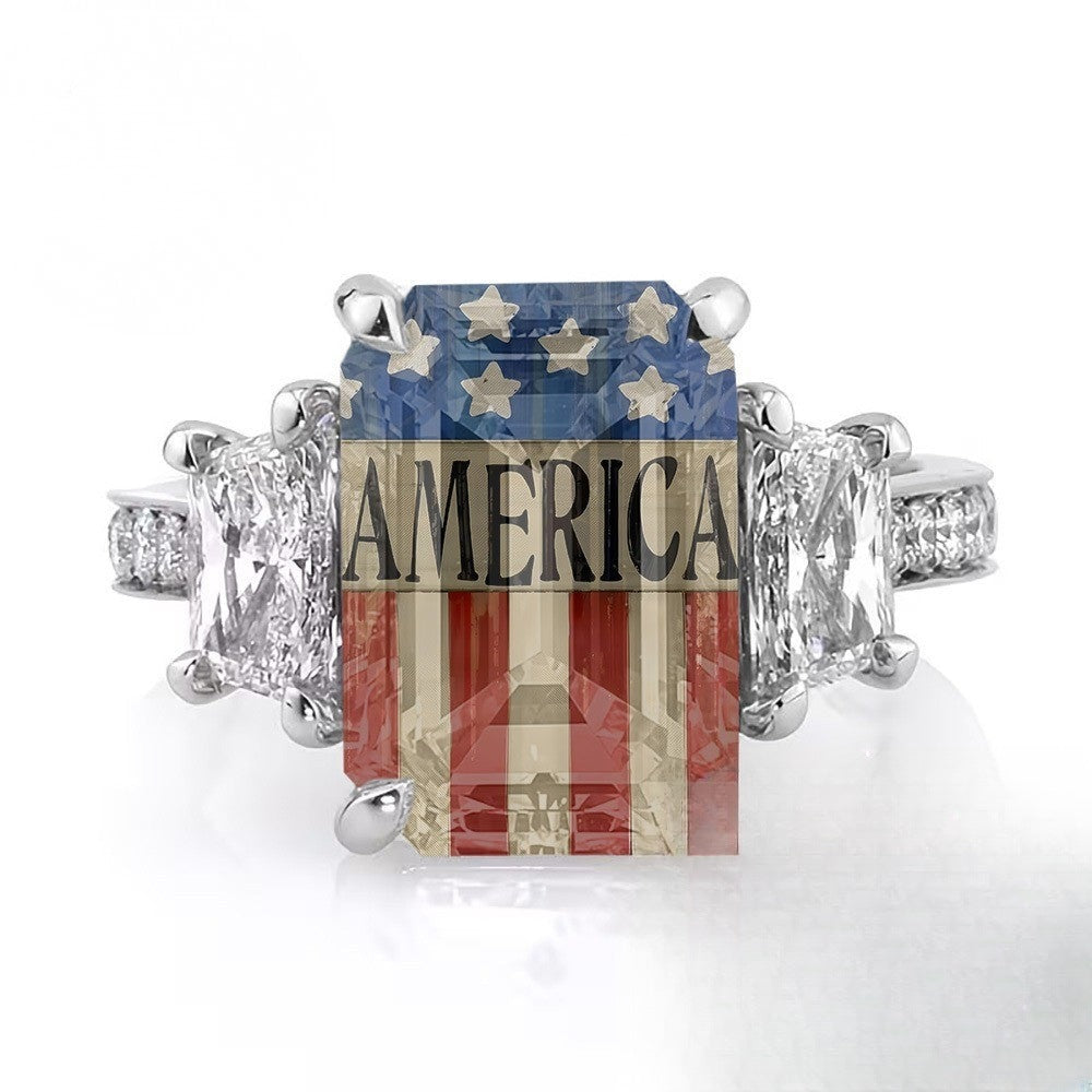 American Flag Square Ring