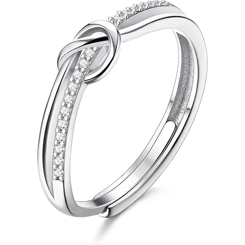 Crystal Paved Love Knot Ring