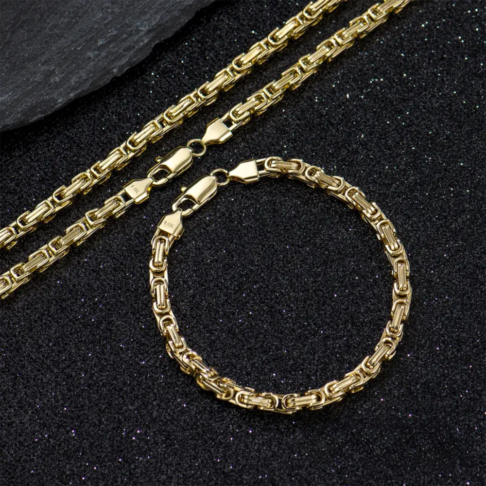 14k Plated Necklace & Bracelet Set