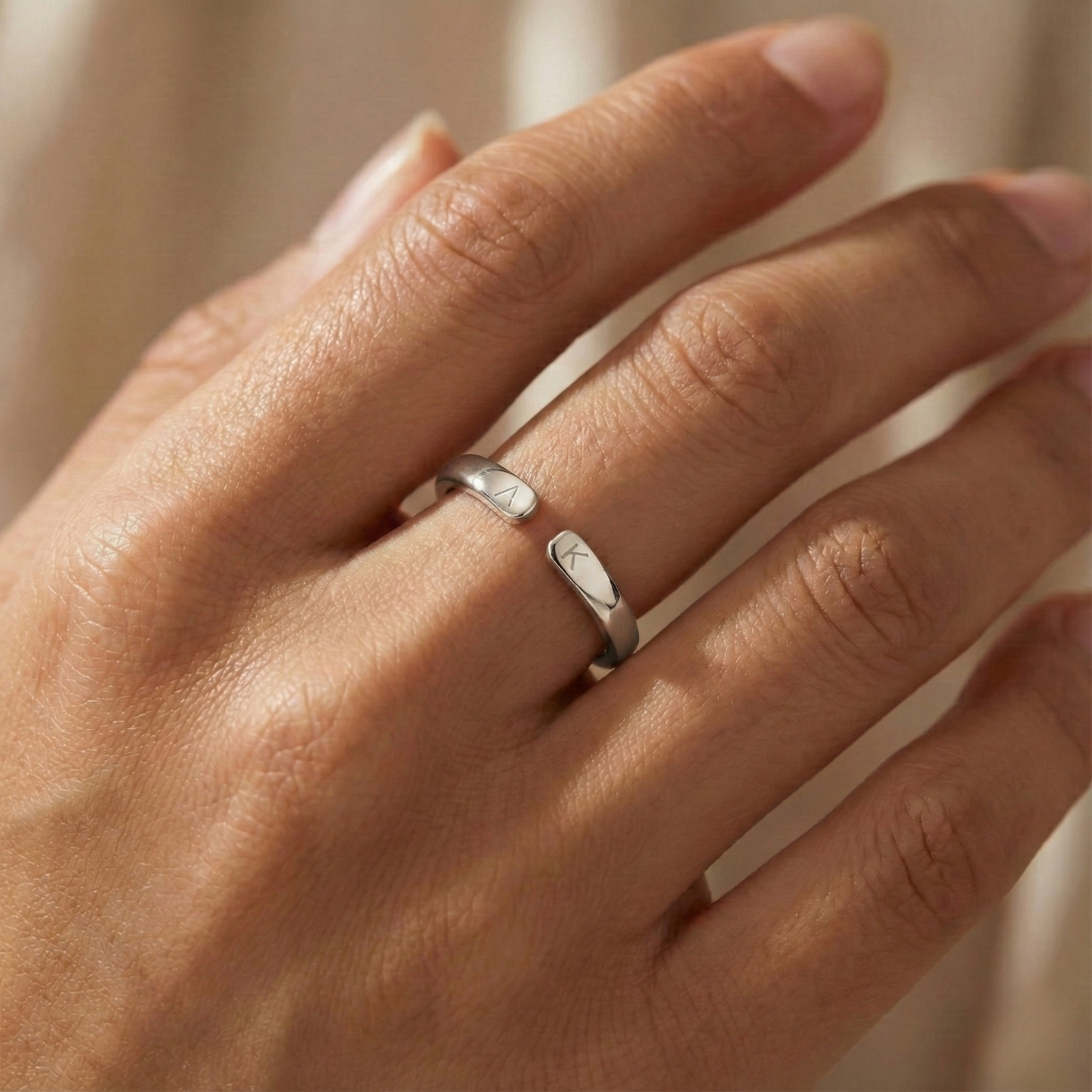 Adjustable Dainty Initial Ring