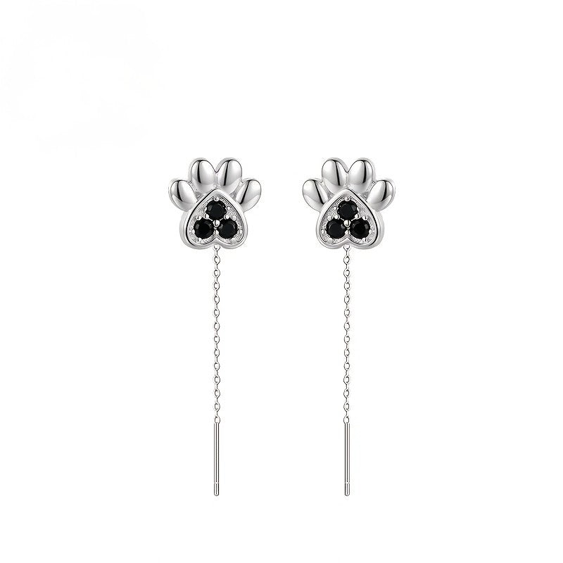 Black Paw Chain Earrings
